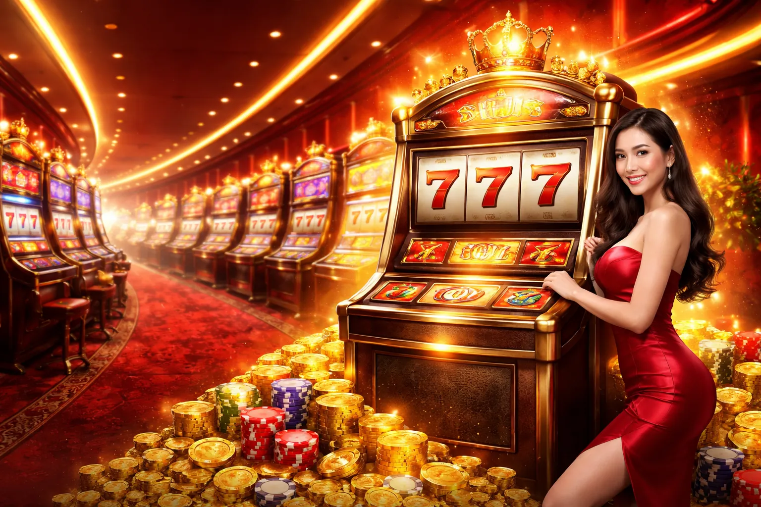 Máy đánh bạc 88clup casino với biểu tượng jackpot vàng và tiền xu